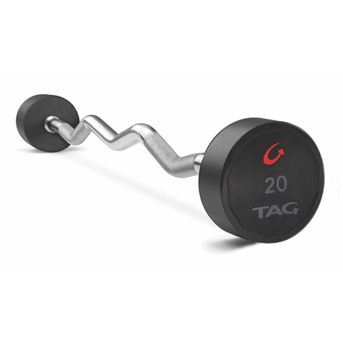 Premium Ultrathane Fixed Barbell With Ez Curl Handle