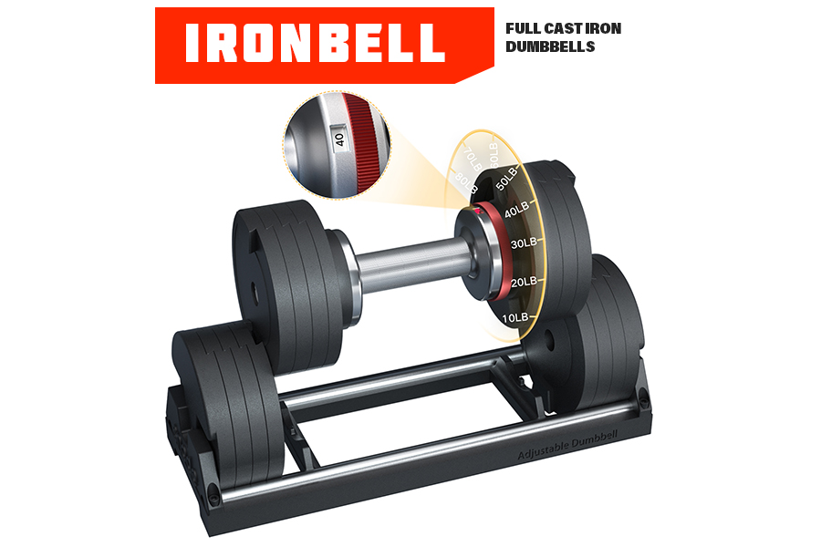Ironbell Adjustable Dumbbell 10-80 Lb (Pair)