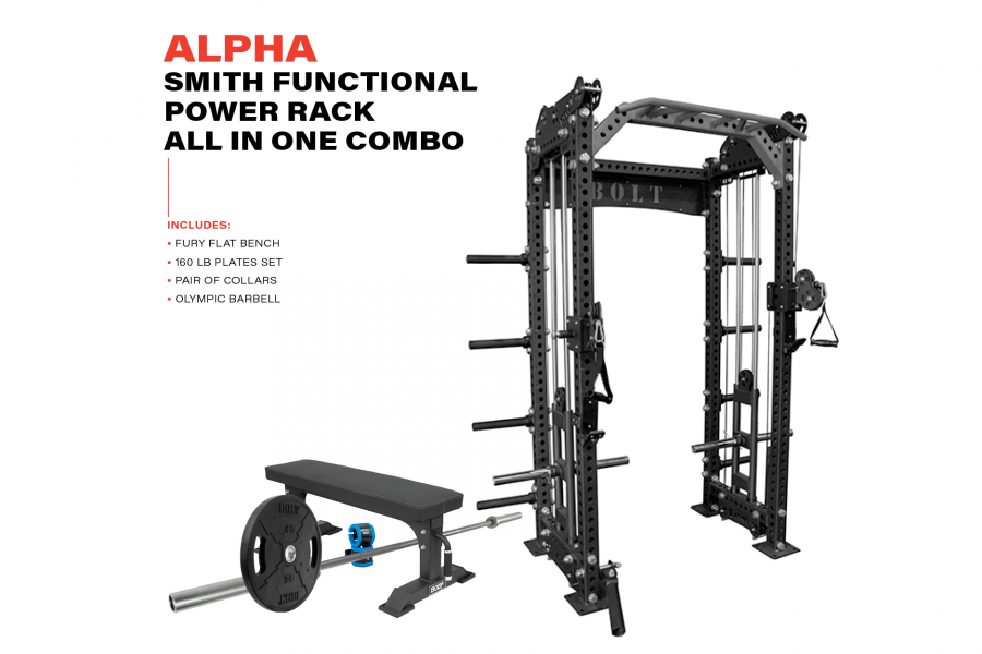 #25 Thunder Series Alpha Smith Functional Power Rack All In 1 Combo Home Gym Package