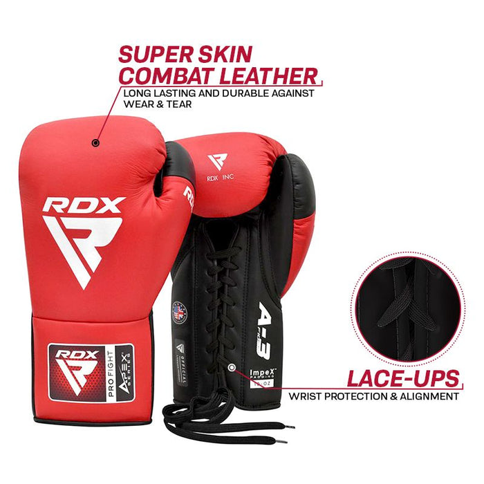 Apex Competition/Fight Lace Up Boxing Gloves A3